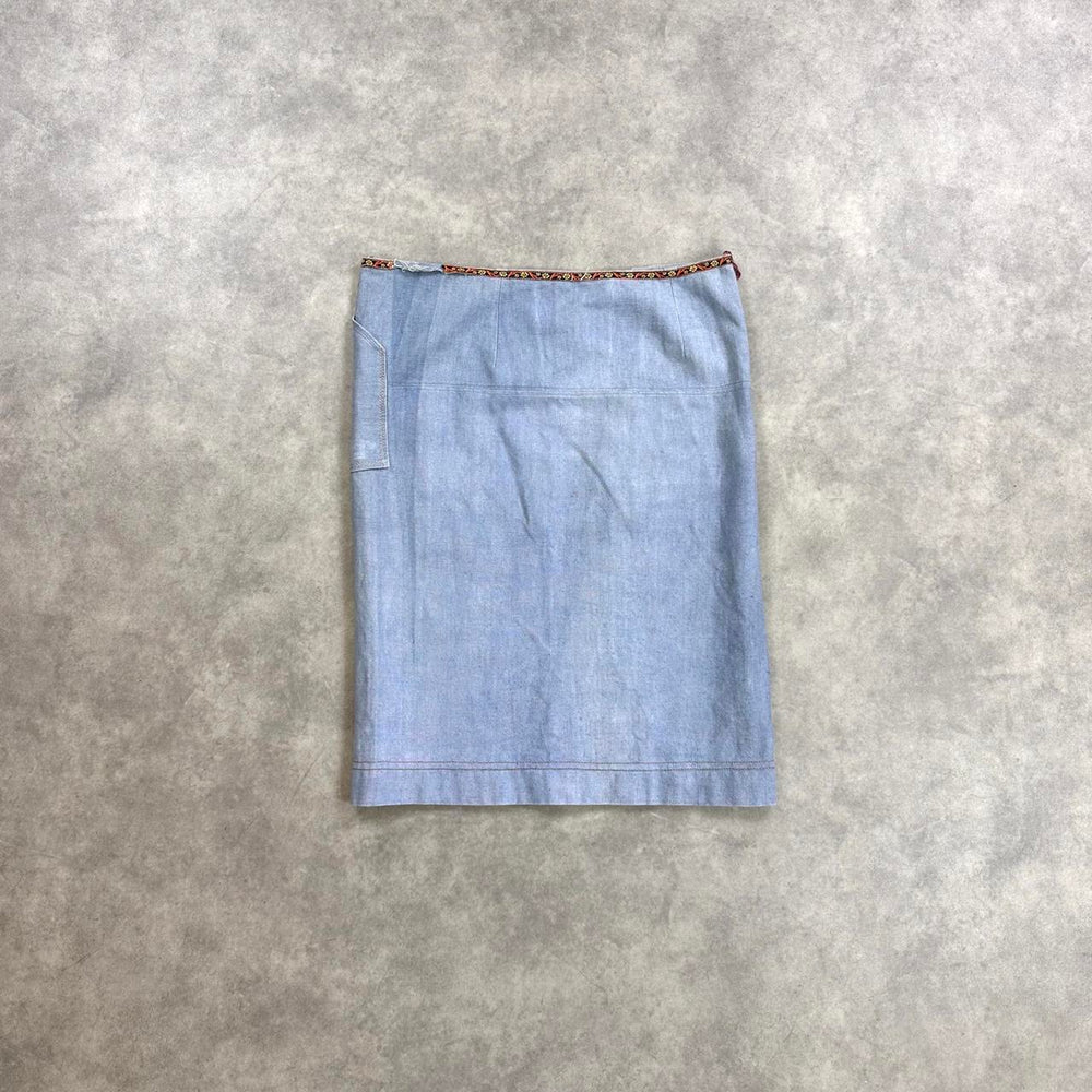 Yves Saint Laurent blue denim midi skirt