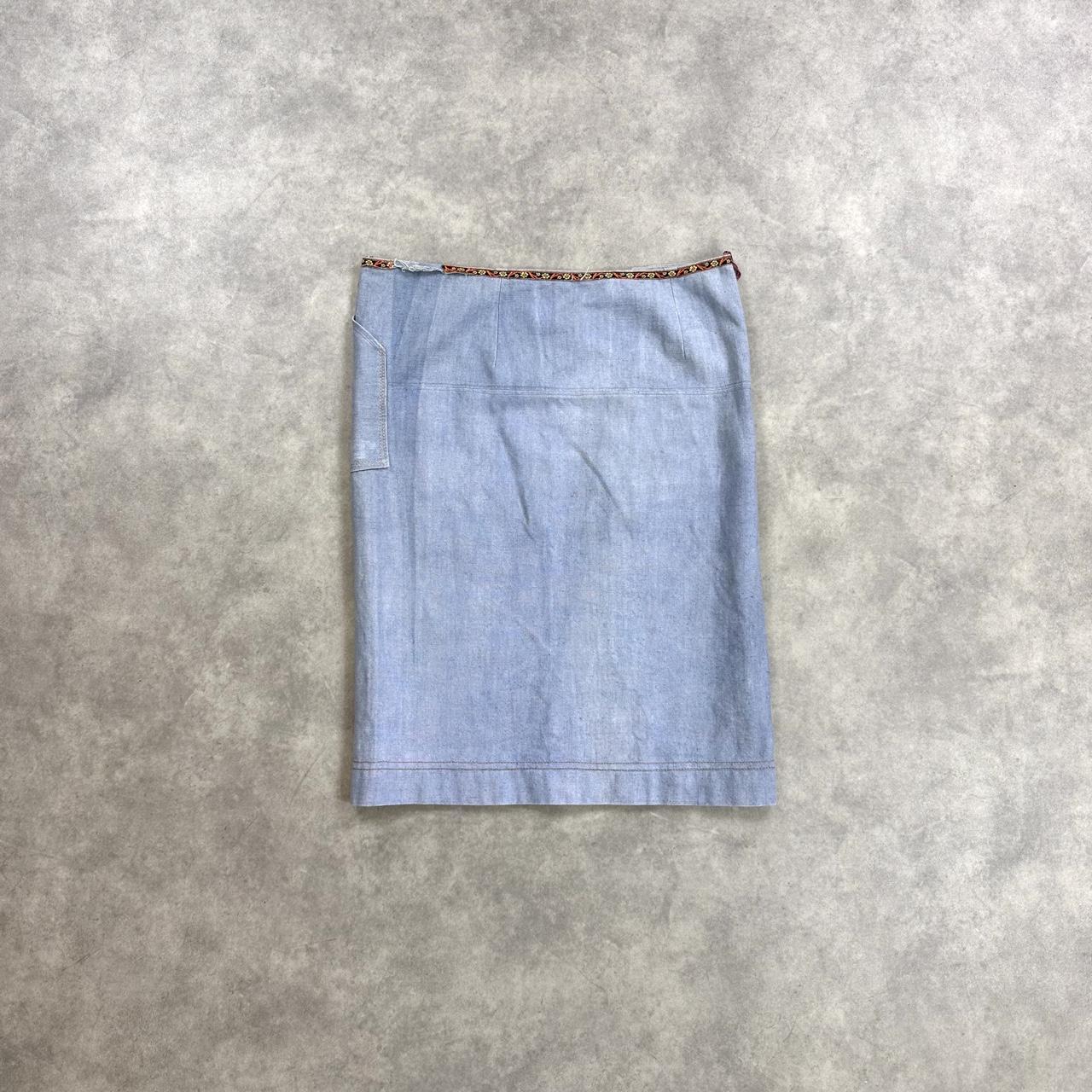 Yves Saint Laurent blue denim midi skirt