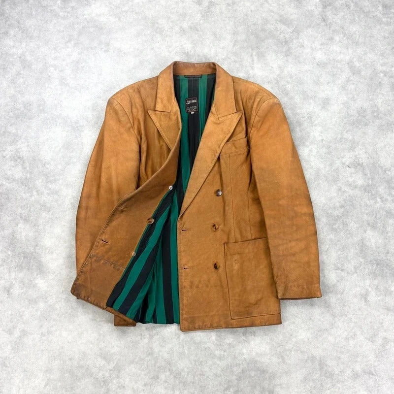 Vintage Jean Paul Gaultier leather double breasted jacket
