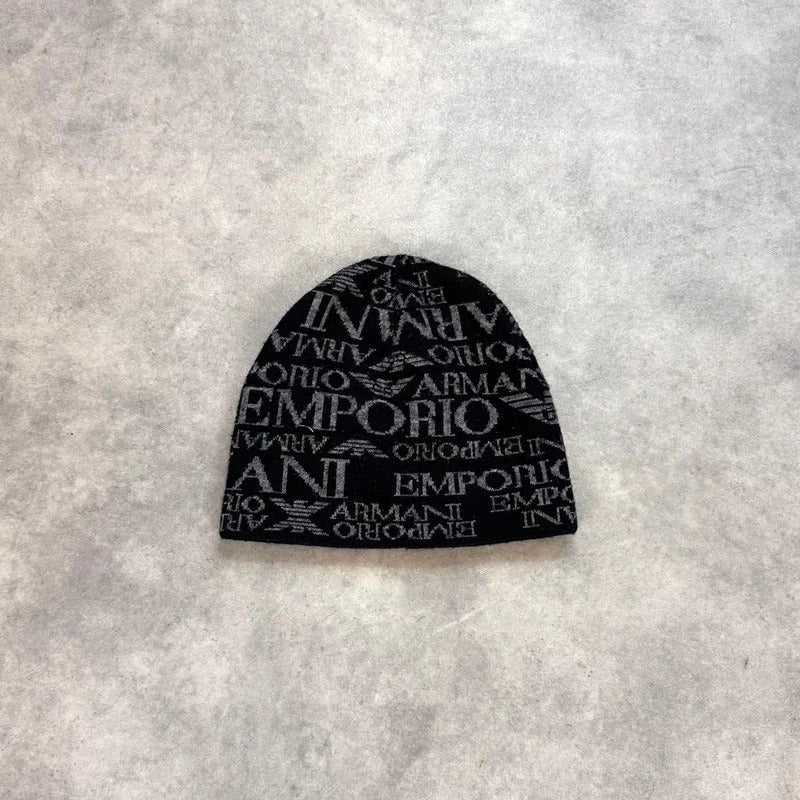Armani logo knit beanie