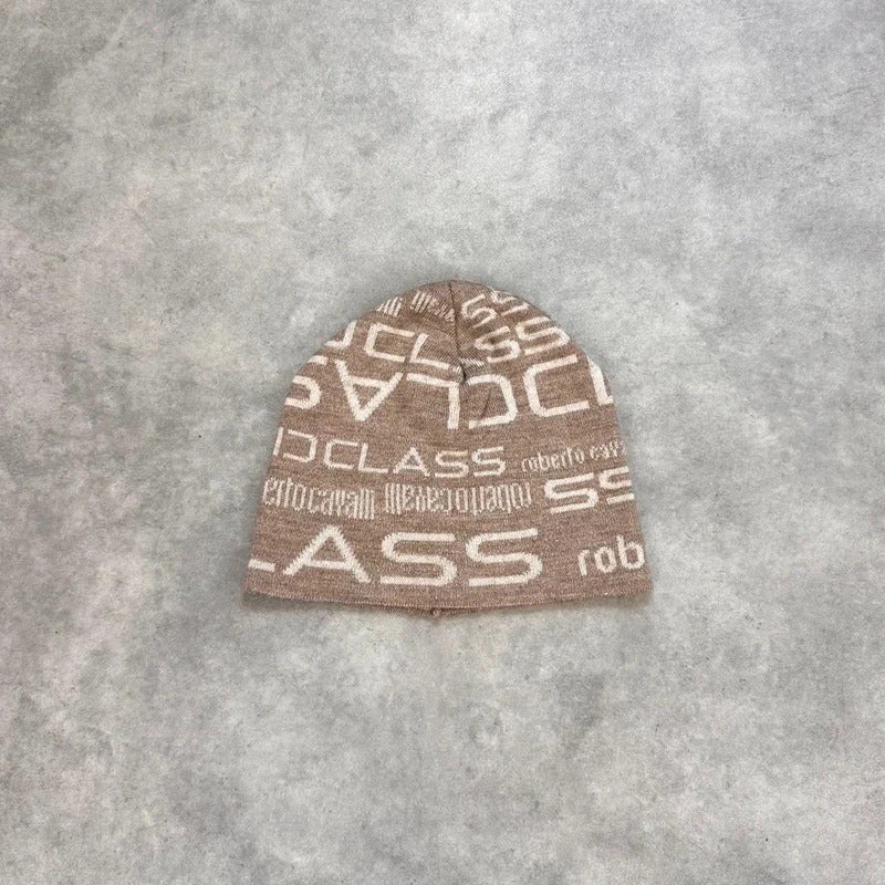 Roberto Cavalli logo knit beanie