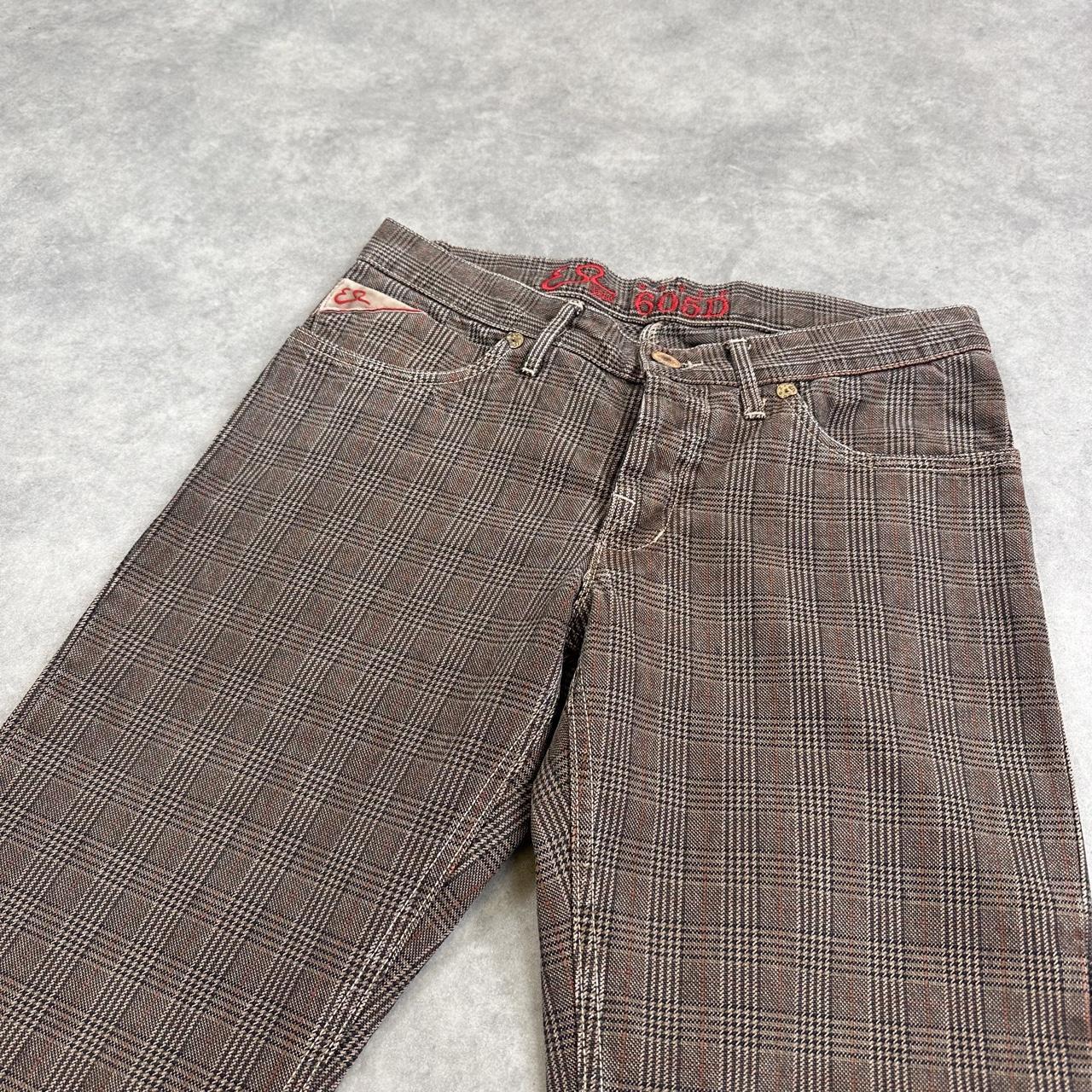 Evisu brown checkered trousers