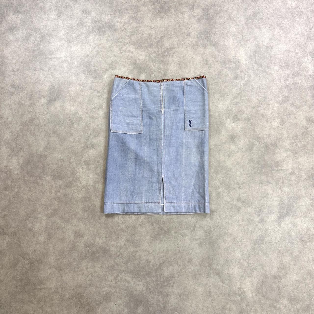Yves Saint Laurent blue denim midi skirt
