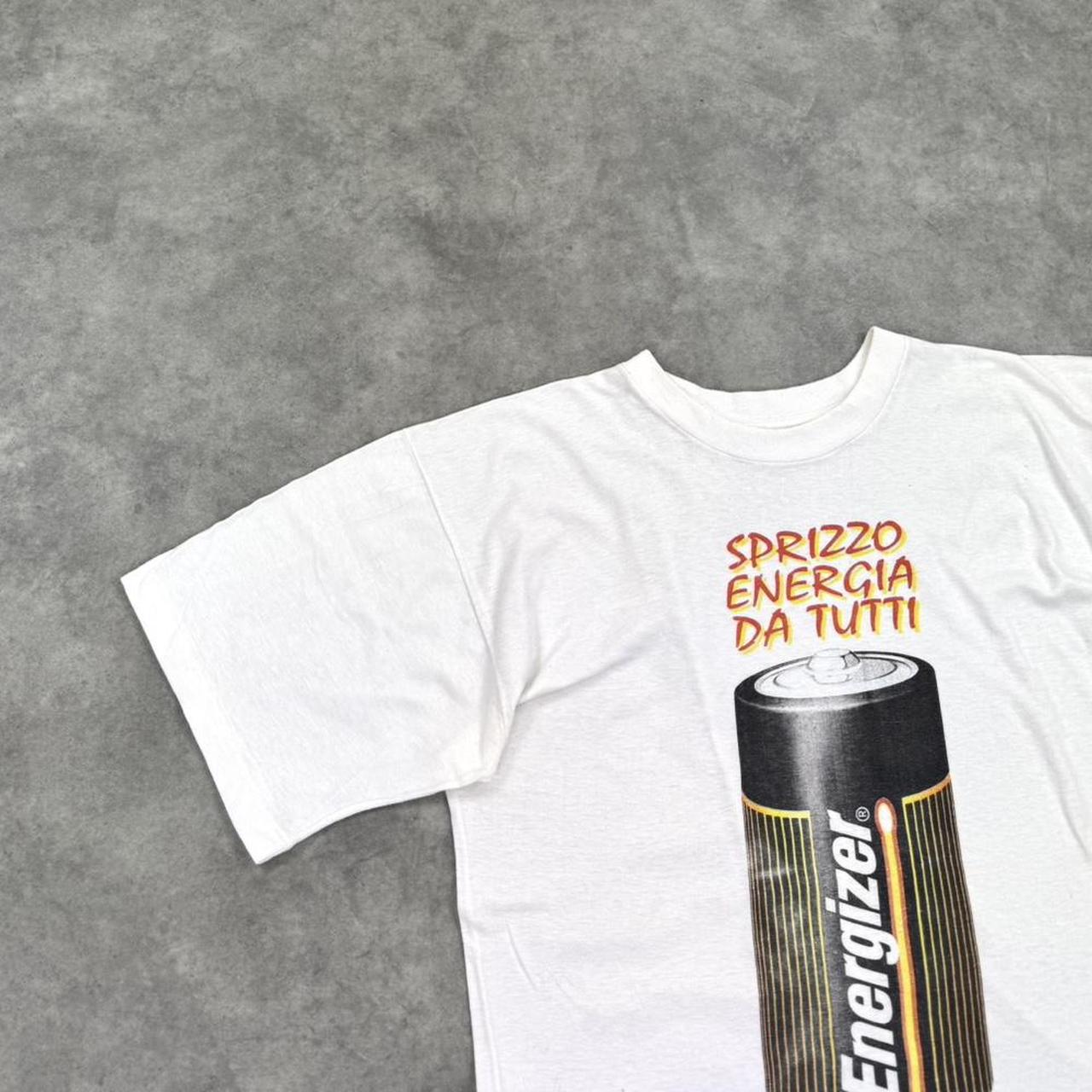 Vintage 90s Energizer battery print t-shirt