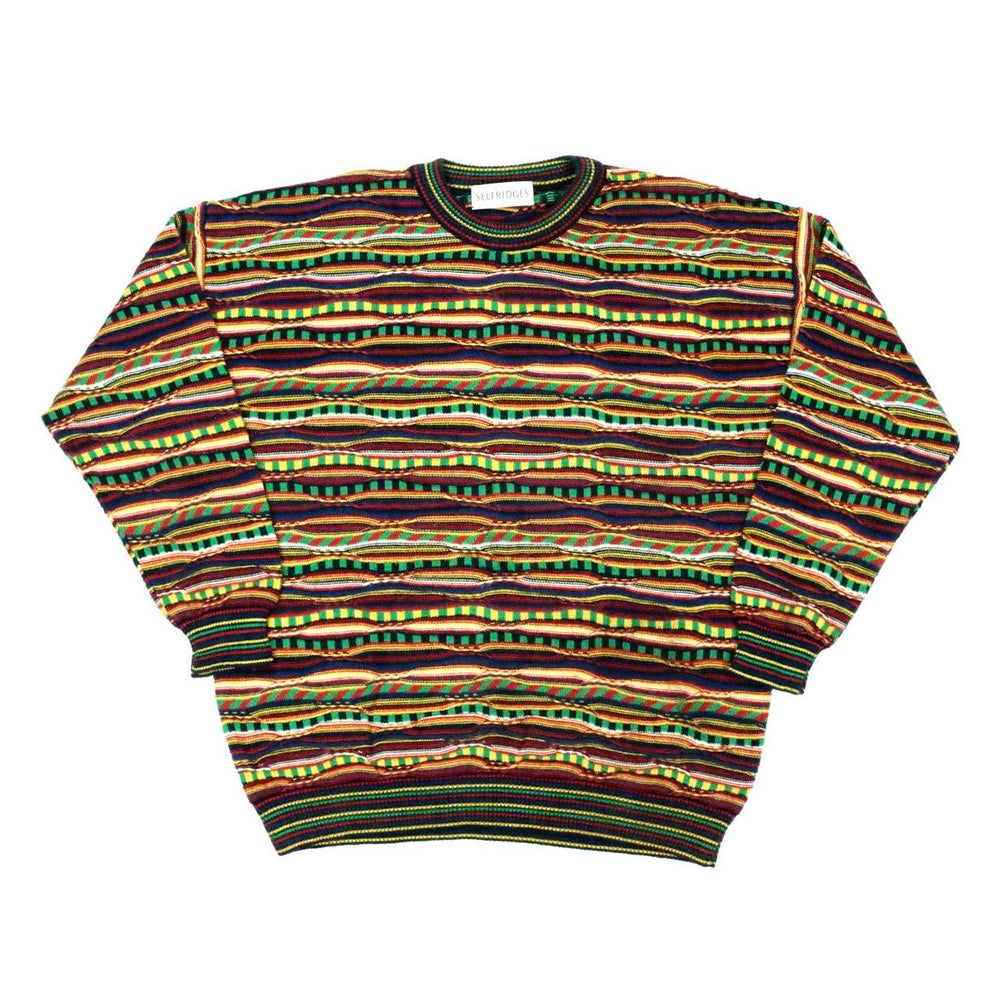 90s vintage multicolour pattern knitted jumper front  